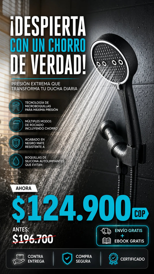 Cabezal de Ducha de Alta Presión HOLFW con Manguera y Modos de Rociado