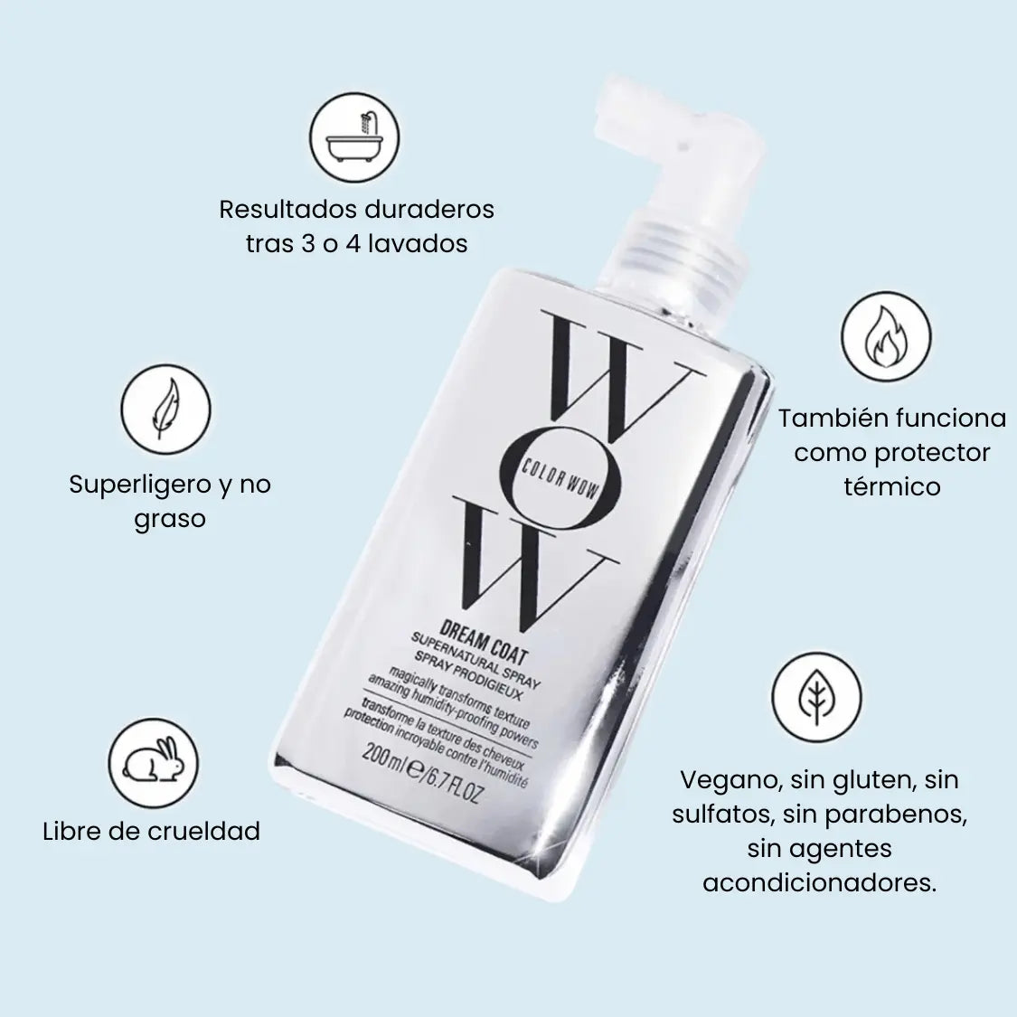 Color Wow spray DreamCoat ® - Siéntete tranquila porque tu cabello se vera bien todo el día.