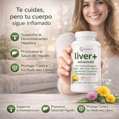 Liver Detox Glow+ Fórmula avanzada 20 en 1 para el soporte hepático diario