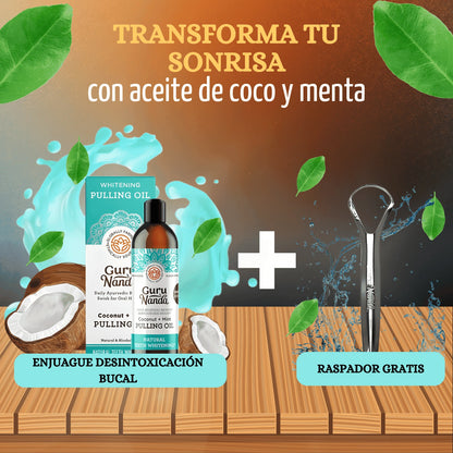 ENJUAGUE DESINTOXICACIÓN BUCAL GURUNANDA + RASPADOR DE LENGUA GRATIS