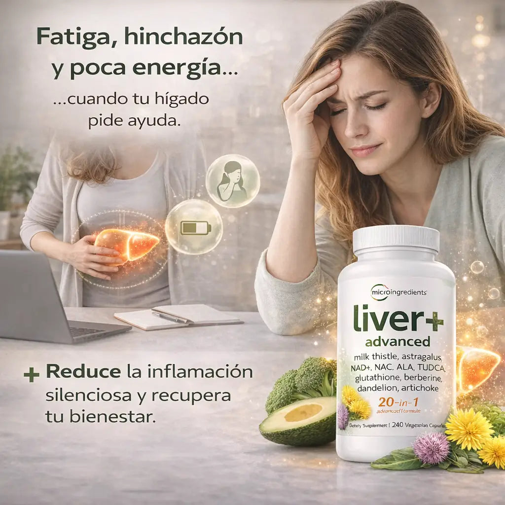 Liver Detox Glow+ Fórmula avanzada 20 en 1 para el soporte hepático diario